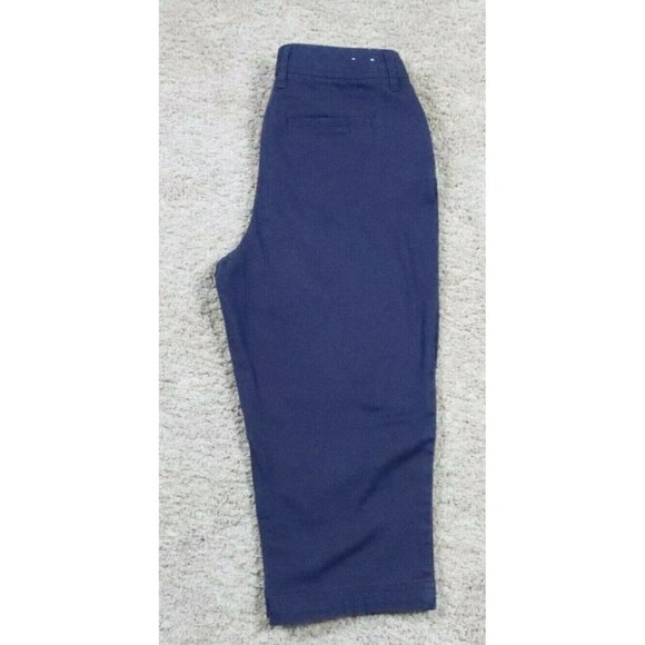 ST JOHN'S BAY Pants Women's Straight Leg Crop Stretch Med Rise Solid Blue 6 - Picture 10 of 11
